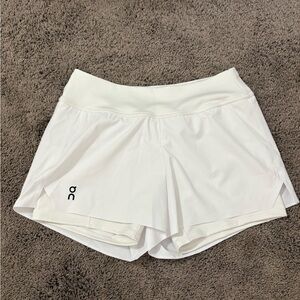 White On running shorts